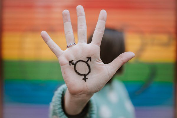 Transgender symbol on hand