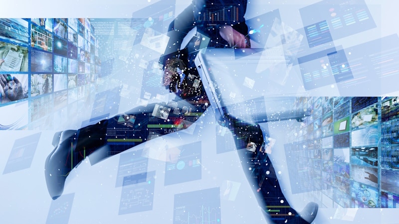 Man rushing to work - karoshi- death by overwork