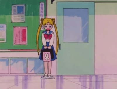 Tsukino Usagi from Sailor Moon standing in the hallway
