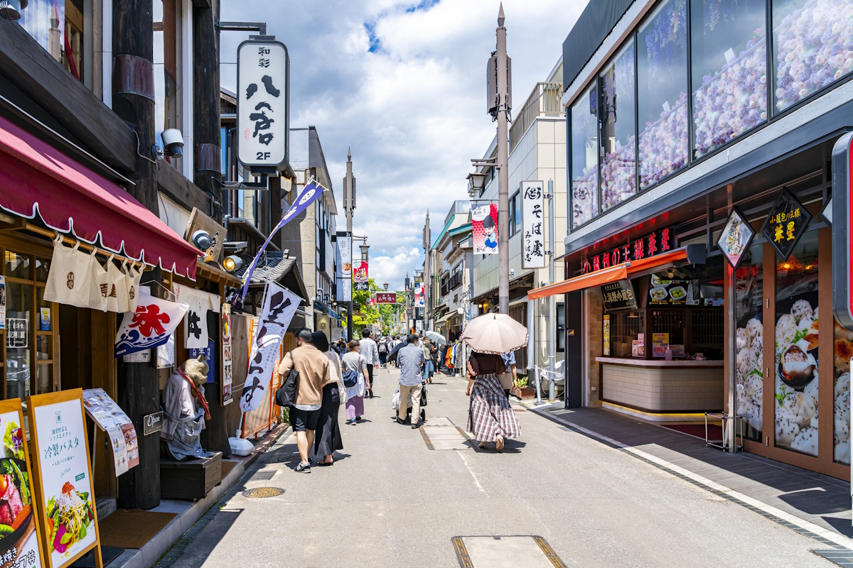 Tourists visiting Komachi-Doori in Kamakura