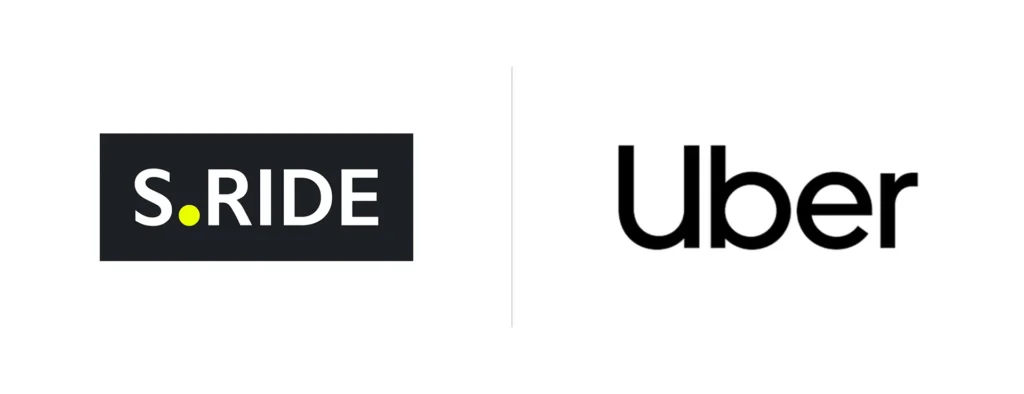 S.Ride and Uber logos side by side